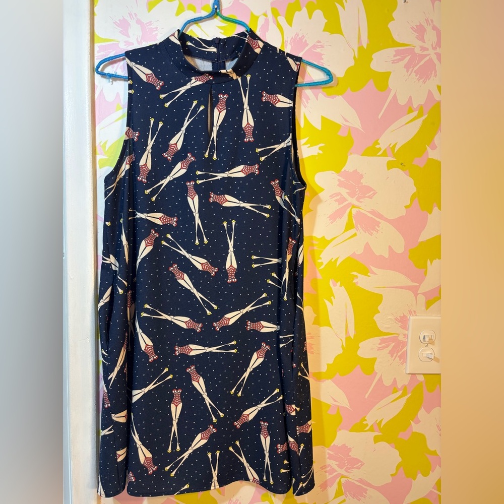 ModCloth 60’s inspired Navy Blue Sleeveless Dress